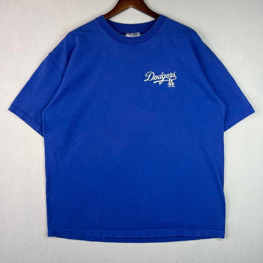 90s Los Angeles Dodgers Blue Majestic Embroidered T-Shirt XL